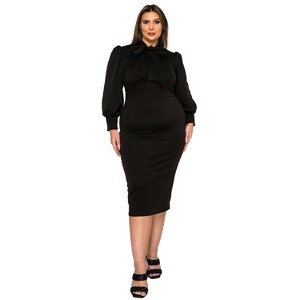 L I V D Women's Anastasia Tie Neck Dress - 1 of 3