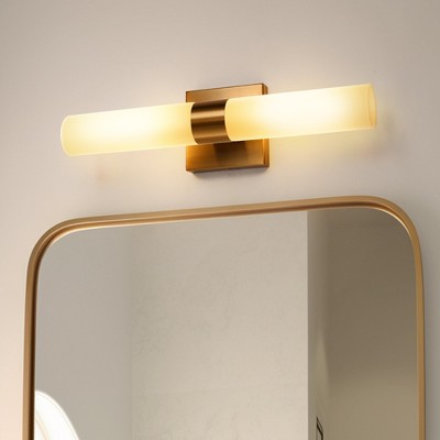 YANSUN 18 in. 2-Light Modern Gold Double Tube Wall Sconce, Sleek Up and Down Light Fixture for Bathroom, Bedroom, or Hallway