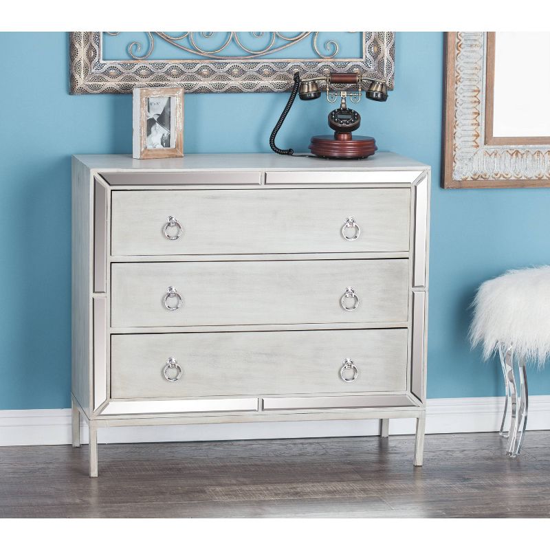 Glam Painted Wood and Mirror Chest White - Olivia &#38; May, 4 of 38