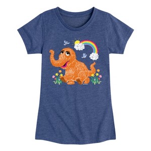 Girls' - Sesame Street - Scribble Snuffleupagus Fitted Short Sleeve Graphic T-Shirt - 1 of 4