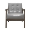 Upholstery Solid Rubberwood Mid-Century Modern Accent Chair with Button-Tufted Back, Foam Cushions and Exposed Dark Walnut Frame - 2 of 4