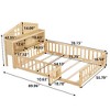 CAVINAS Multi-Functional Kids Montessori Floor Bed Frame, Sturdy Pine & Plywood Platform Bed Frame with Fence & Door, Full Wooden Toddler Bed - 3 of 4