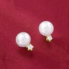 Pure Collection by Ross-Simons 5-5.5mm Cultured Pearl Stud Earrings With Diamonds in 14kt Yellow Gold - 3 of 4
