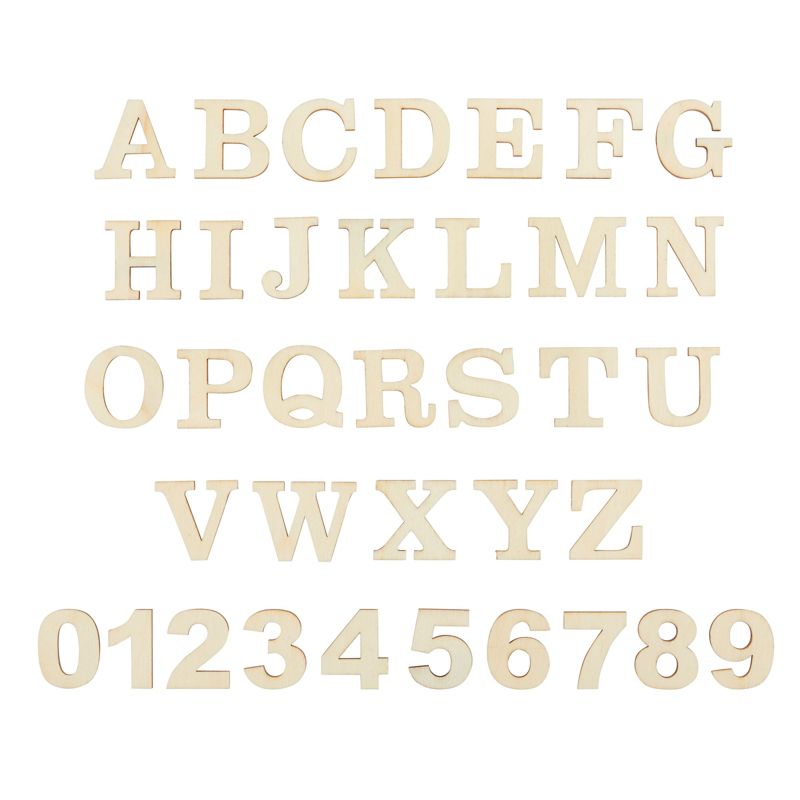 Juvale 144 Piece 1.1-Inch Wooden Alphabet Letters and Numbers Set for DIY Crafts, Home Decor, 4 Sets, A-Z, 0-9, 1 of 7