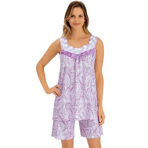 Collections Etc Paisley Print Short Set - 1 of 4
