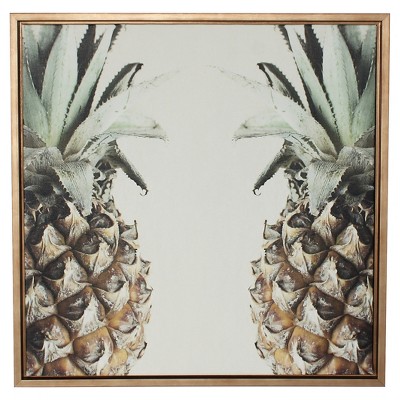 Pineapple Framed Canvas Art Gold (24"x24") - Uniek