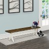 HomeStock Modern Dining Room Bench with Wooden Seat, 72x15x18 Inch, White/Espresso - 2 of 4