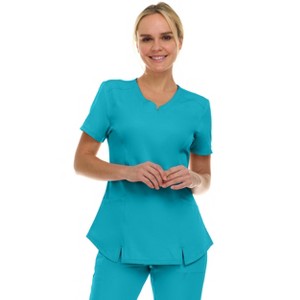 Medichic Scrubs Women's V-Neck Notch Fashion Stretch Scrub Top with Two Pockets, Flex Easy Care Fabric - 1 of 4