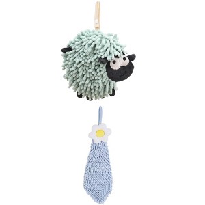 REGALWOVEN Flower and Sheep Shape Absorbent Fast Drying Chenille Hand Towels with Hanging Loop 6" x 15"/7" x 7" 2 Packs - 1 of 4