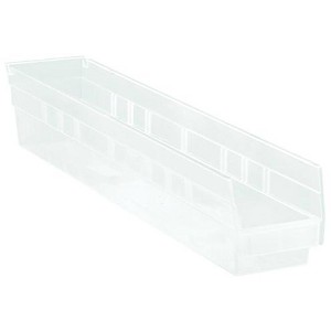 Quantum Storage Systems Economy Shelf Bin, Nesting, 23-5/8"W X 4-1/8"D X 4"H, (7) Divider Slots, Rear Hanglock - 1 of 2