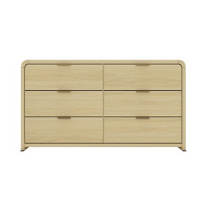 Manhattan Comfort 60" Grace 6 Drawer Double Dresser Natural Oak and Gold :  Target