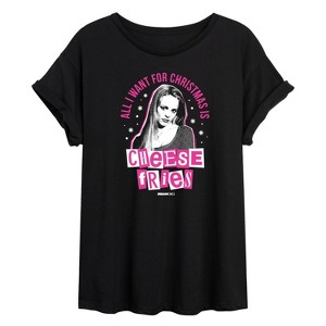 Women's - Mean Girls - Christmas Cheese Fries Oversized Graphic T-Shirt - 1 of 4