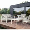 VINGLI Outdoor Furniture Aluminum Patio Furniture Set, Outdoor Sofa and Coffee Table Set Modern Patio Sofa Set (White) - 2 of 4