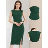 Allegra K Women's Round Neck Slim Fit Sleeveless Split Work Sheath Dresses - 2 of 4