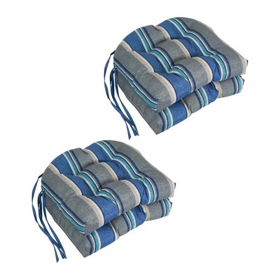 Blazing Needles, 16-inch Spun Polyester Patterned Outdoor U-shaped Tufted Chair Cushions (Set of 4)