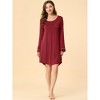 Allegra K Women's Soft Long Sleeve Mini Lounge Dress Nightgown - 3 of 4