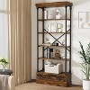 COUCHETA 73 Inch Tall 5-Tier Industrial Vintage  Bookshelf with Drawer - Rustic Farmhouse Storage Shelf, Brown & Metal - 3 of 4