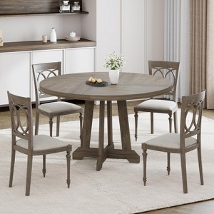 Round Dining Table for 4-6, Wooden Kichen Table with Sturdy X-Shaped Legs, Circle Pedestal, Coffee Tables for Dining Room, Kitchen - 1 of 4
