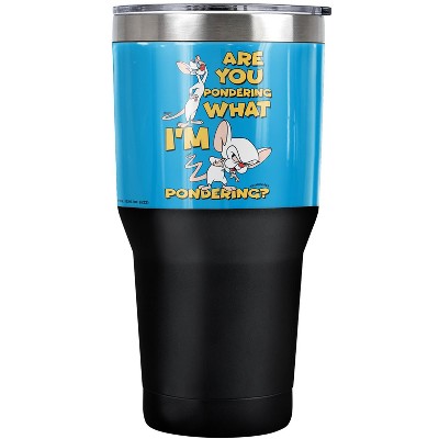 Pinky And The Brain Pondering Steel Tumbler 30oz Coffee Travel Mug
