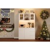 71" Tall Kitchen Pantry Cabinet with Glass Door, Kitchen Storage Hutch with Led Lights and Power Outlets, Microwave Stand, Handless Design - 2 of 4