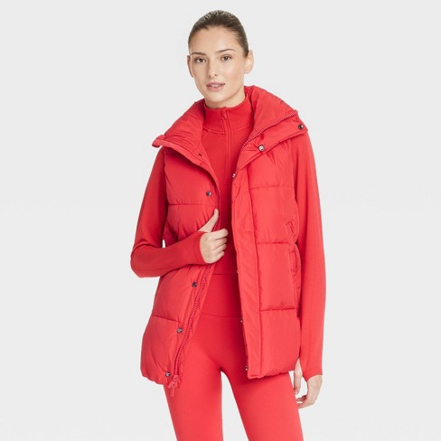 Women s Long Puffer Vest All In Motion Red Xs Target