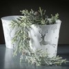 7"H & 8"H Sullivans Christmas White Embossed Christmas Pails Set of 2, White-Silver, Indoor Christmas Decor - 3 of 3