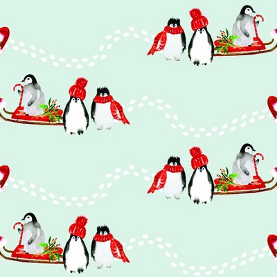 Waterleaf Paper Co. 100% Biodegradable, Compostable and Dissolvable Christmas Wrapping Paper, Penguins Sled, 18" W x 47" L (approx 6 sq-ft)