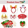 52 Pcs Christmas Photo Booth, Glitter Eyeglasses Frame Hats Hair Hoop and Selfie Pose Signs - 2 of 4