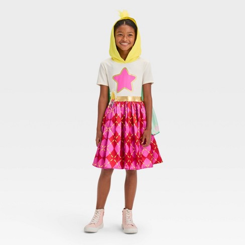 Girls' Trolls Viva Cosplay Dress - Off-white L Plus : Target