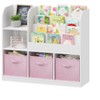 PDTEND Kids Bookshelf and Toy Storage Organizer, Multifunctional Bookcase with 3 Collapsible Fabric Drawers - 2 of 4