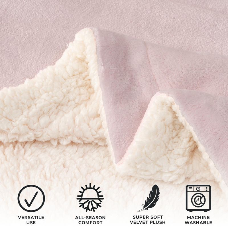 Velvet Plush Soft Fleece Reversible Throw, Warm and Comfortable Bed Blanket - Great Bay Home, 3 of 7