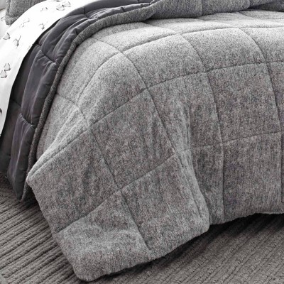 King Gray Reversible Microfiber Down Alternative Comforter Set