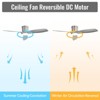 Sofucor Nickel 52 Inch Flush Mount Ceiling Fans with Lights Modern Flush Mount Ceiling Fan High CFM Dimmable LED Reversible DC for Bedroom Living Room - 2 of 4