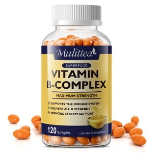 Mulittea Vitamin B Complex Capsules - B12,B2,B6,Vitamin C & Folic Acid,Reduce Stress,Immune & Energy Support,120ct - 1 of 4