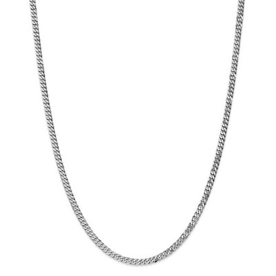 Black Bow Jewelry 3.9mm 14k White Gold Beveled Solid Curb Chain Necklace