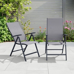 Crestlive Products 2-piece patio chair foldable outdoor chair with adjustable backrest patio dining chair iron frame - 1 of 4