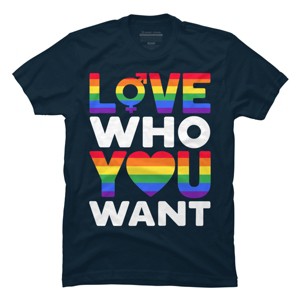 Adult Design By Humans Pride Love Who You WantBy BiTee T-Shirt - 1 of 2