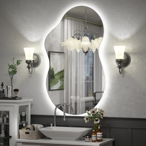 Apmir Super Bright 192 LEDs/m LED Lighted Anti-Fog Tempered Glass Irregular Bathroom/Vanity Mirror with ETL & 3-Year Warranty - 1 of 4