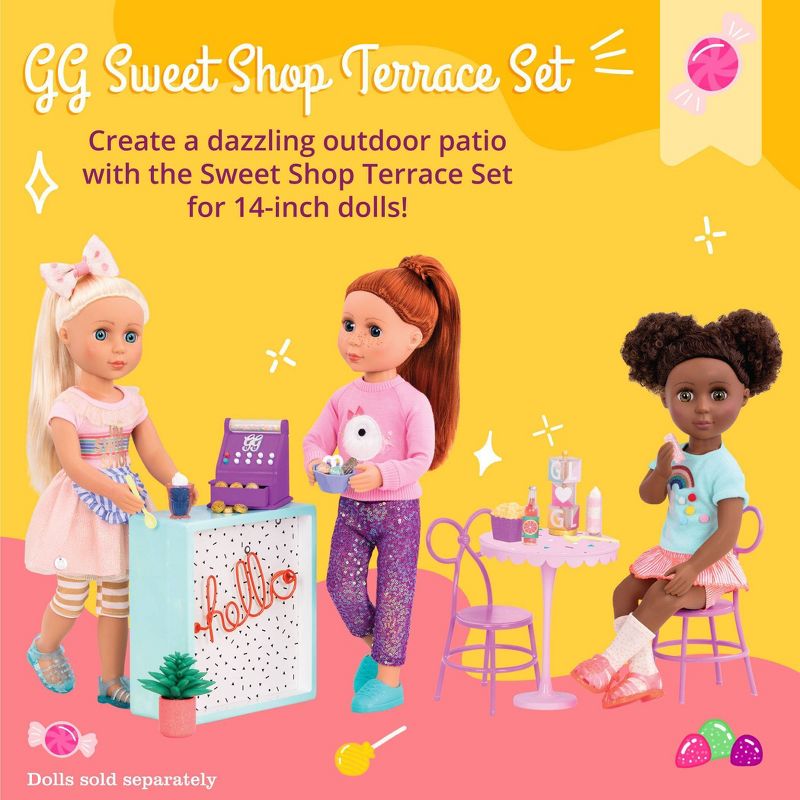 Glitter Girls Sweet Shop Terrace Table &#38; Chairs Furniture Accessory Set for 14&#34; Dolls, 4 of 10