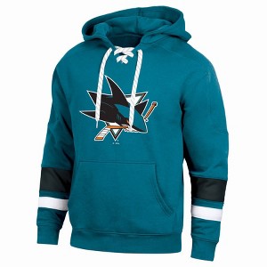 NHL San Jose Sharks Men's Long Sleeve Hooded Sweatshirt with Lace - 1 of 3