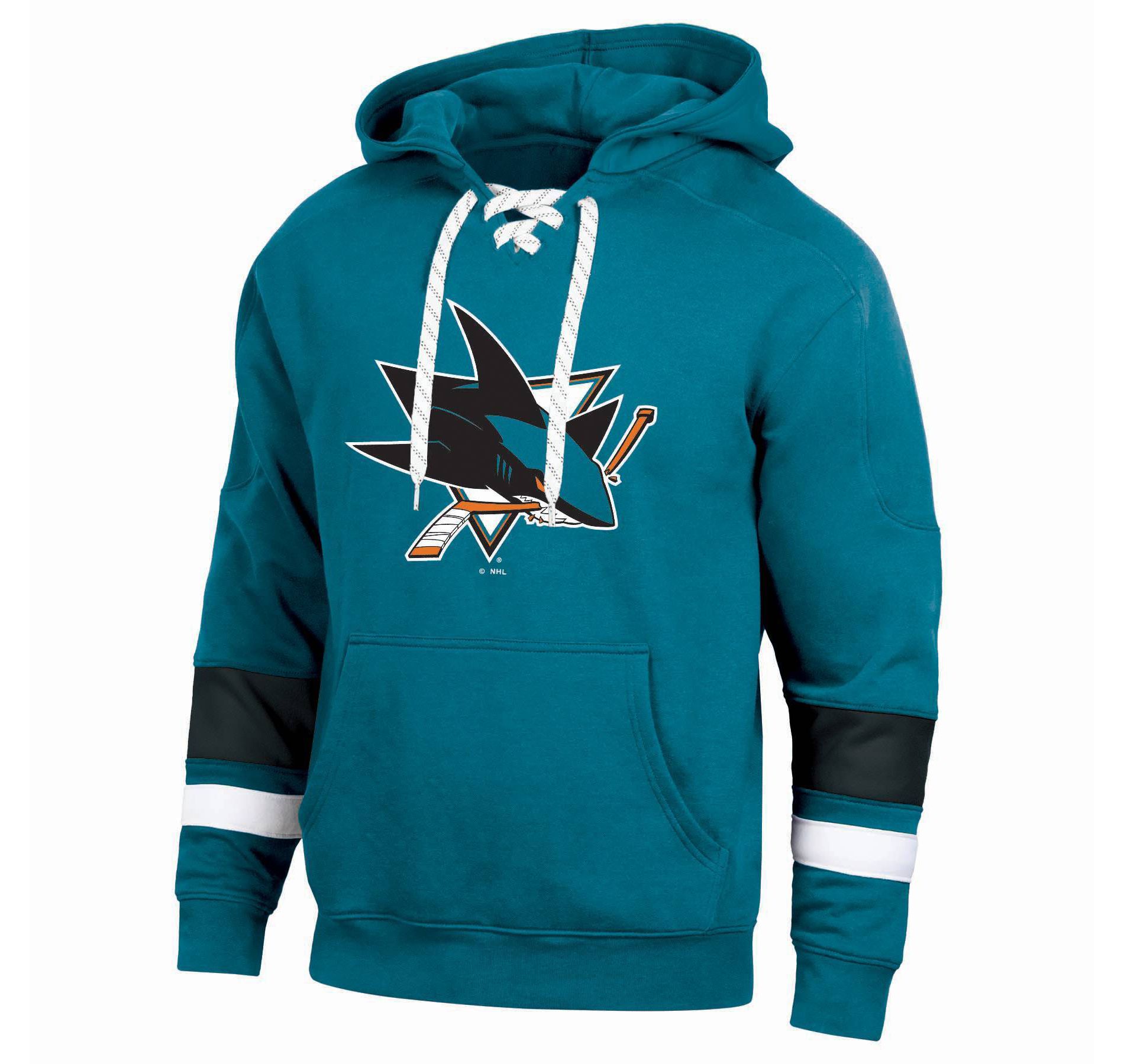 NHL San Jose Sharks Men's Long Sleeve Hooded Sweatshirt with Lace