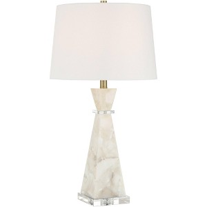 Possini Euro Design Marcy 28" Tall Modern Glam Table Lamp White Finish Alabaster Single White Shade Living Room Bedroom Bedside Nightstand House - 1 of 4