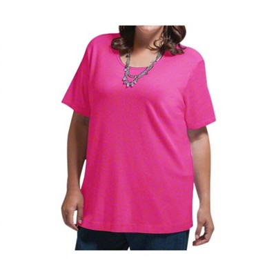 Women's Solid Short Sleeve U-Neck Tee - Plus - On The Plus Side