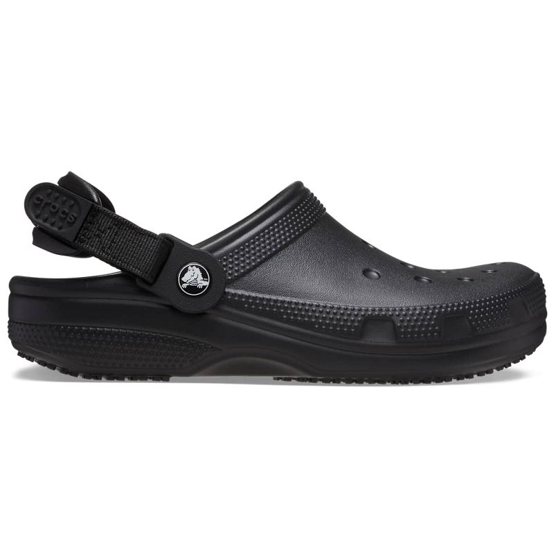 Crocs Adult Classic Work Clogs Adjustable Slip Resistant Work Shoes, Black, W12/M10
