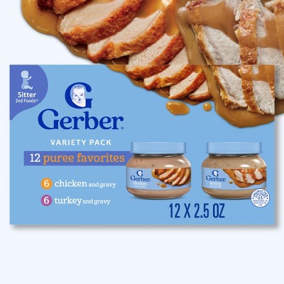Gerber Baby Food Stage 2 Chicken and Turkey Puree Variety Pack