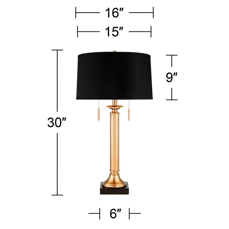 Possini Euro Design Wynne 30" Tall Large Traditional Glam End Table Lamps Set of 2 Dual USB Ports Gold Metal Black Shade Living Room Charging Bedroom, 4 of 10