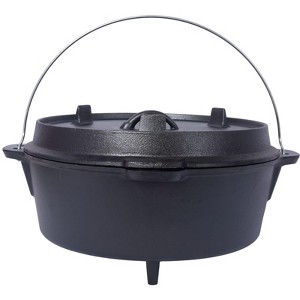 SEVOBAL Grill Cookware Outdoor Camping Pot with Skillet Lid for Versatile Campfire Cooking Use Area, Black, 13.7"*13.7"*8.1" - 1 of 4
