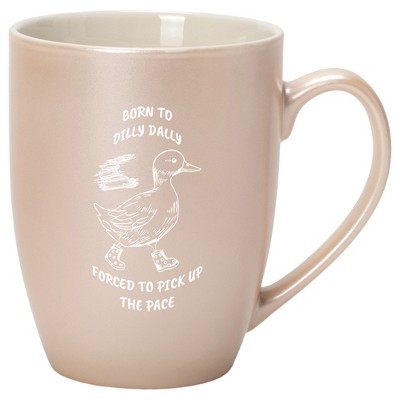 Elanze Designs 10 Ounce Metallic Finish New Bone China Tea Coffee Cup Mug� Precious Pearl Born To Dilly Dally Duck