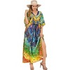 LA LEELA Women's House Daily Routine Evening Wear Maxi Caftan Long Slit Dress Loungewear Dashiki Dresses for Women One Size Multicolored,Abstract - 3 of 4