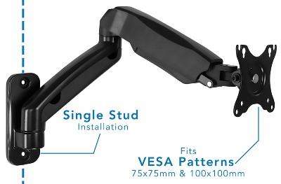 Black Adjustable Full Motion Wall Mount Monitor Arm